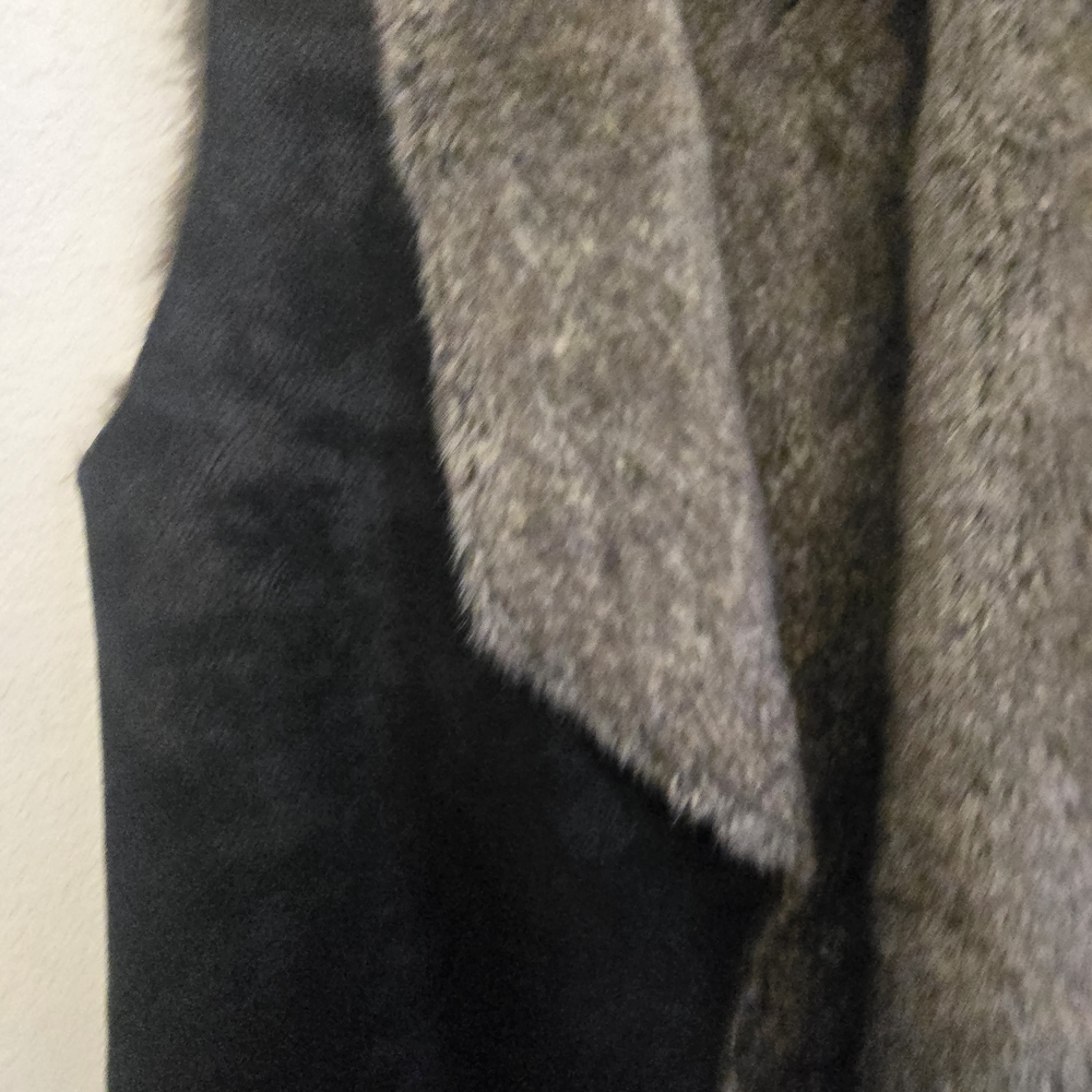 Velvet by Graham & Spencer Faux Fur Vest in Black and Gray